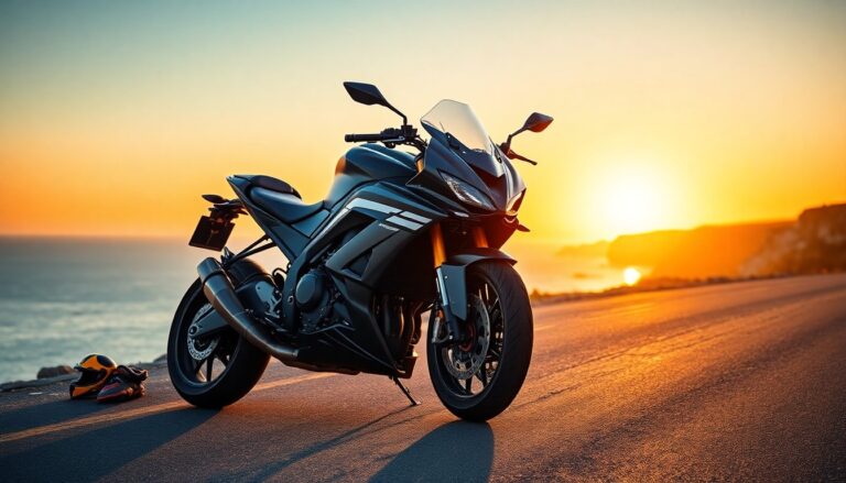 Superbike poster for motorcycle lovers: sunset landscape art